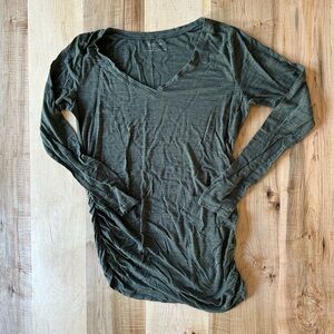 Women's Maternity Green V-Neck Top